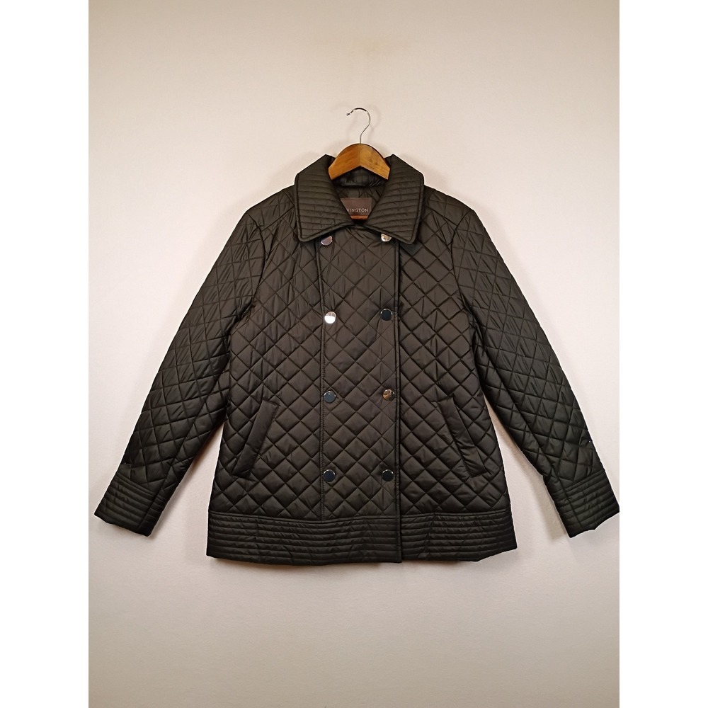 Equestrian Covington Womens Large Olive Green Double Breasted Quilted Jacket